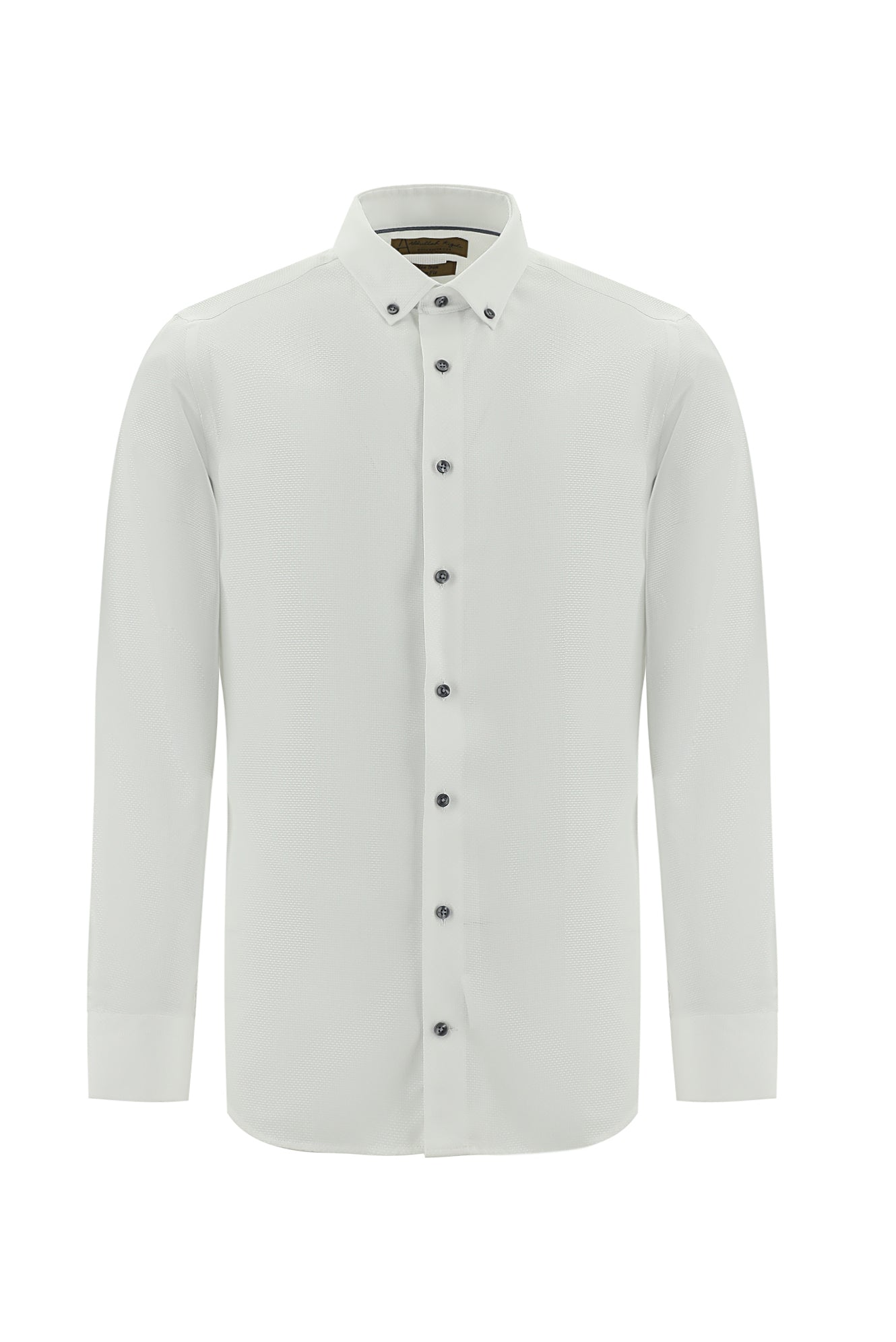 Beyaz Uzun Kol Slim Fit Dar Kesim Non Iron Desenli Pamuk Gömlek