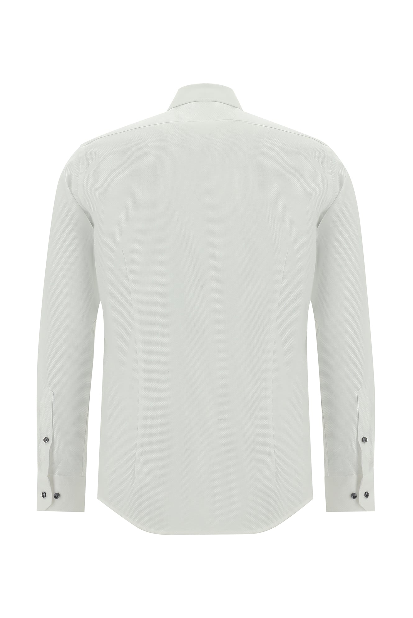 Beyaz Uzun Kol Slim Fit Dar Kesim Non Iron Desenli Pamuk Gömlek