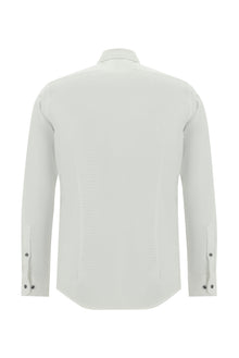 Beyaz Uzun Kol Slim Fit Dar Kesim Non Iron Desenli Pamuk Gömlek