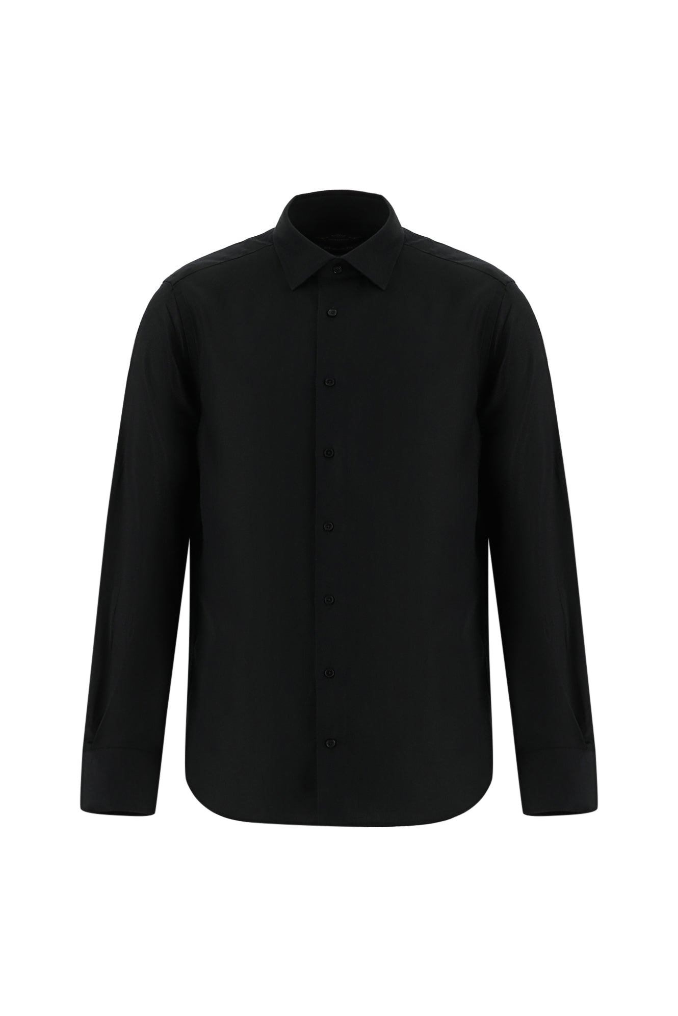 Siyah Uzun Kol Slim Fit Dar Kesim Klasik Desenli Pamuk Gömlek
