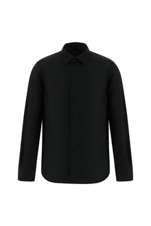 Siyah Uzun Kol Slim Fit Dar Kesim Klasik Desenli Pamuk Gömlek