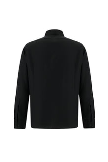 Siyah Uzun Kol Slim Fit Dar Kesim Klasik Desenli Pamuk Gömlek