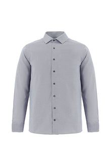 Açık Lacivert Uzun Kol Slim Fit Dar Kesim Desenli Pamuk Gömlek