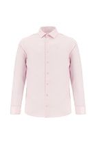 Toz Pembe Uzun Kol Slim Fit Dar Kesim Desenli Pamuk Gömlek