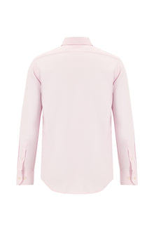 Toz Pembe Uzun Kol Slim Fit Dar Kesim Desenli Pamuk Gömlek