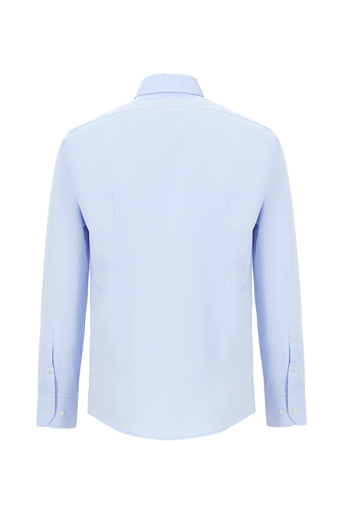 Açık Mavi Uzun Kol Slim Fit Dar Kesim Desenli Pamuk Gömlek