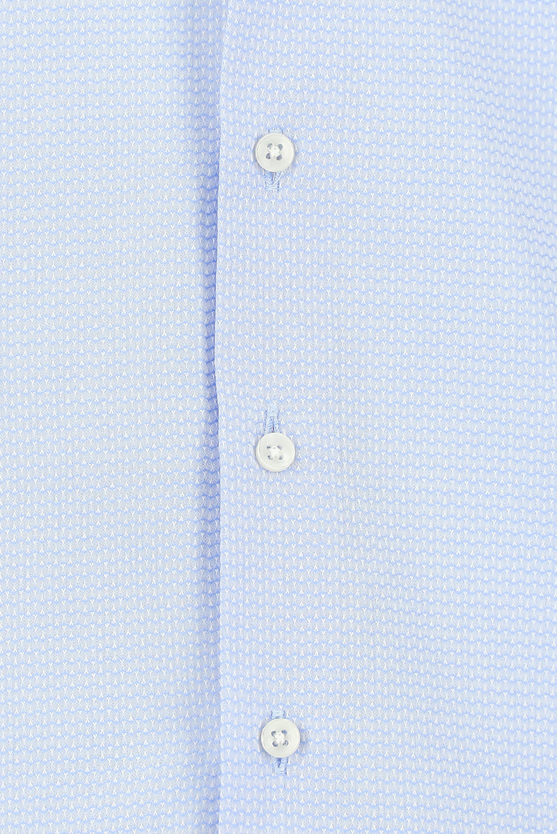 Açık Mavi Uzun Kol Slim Fit Dar Kesim Desenli Pamuk Gömlek