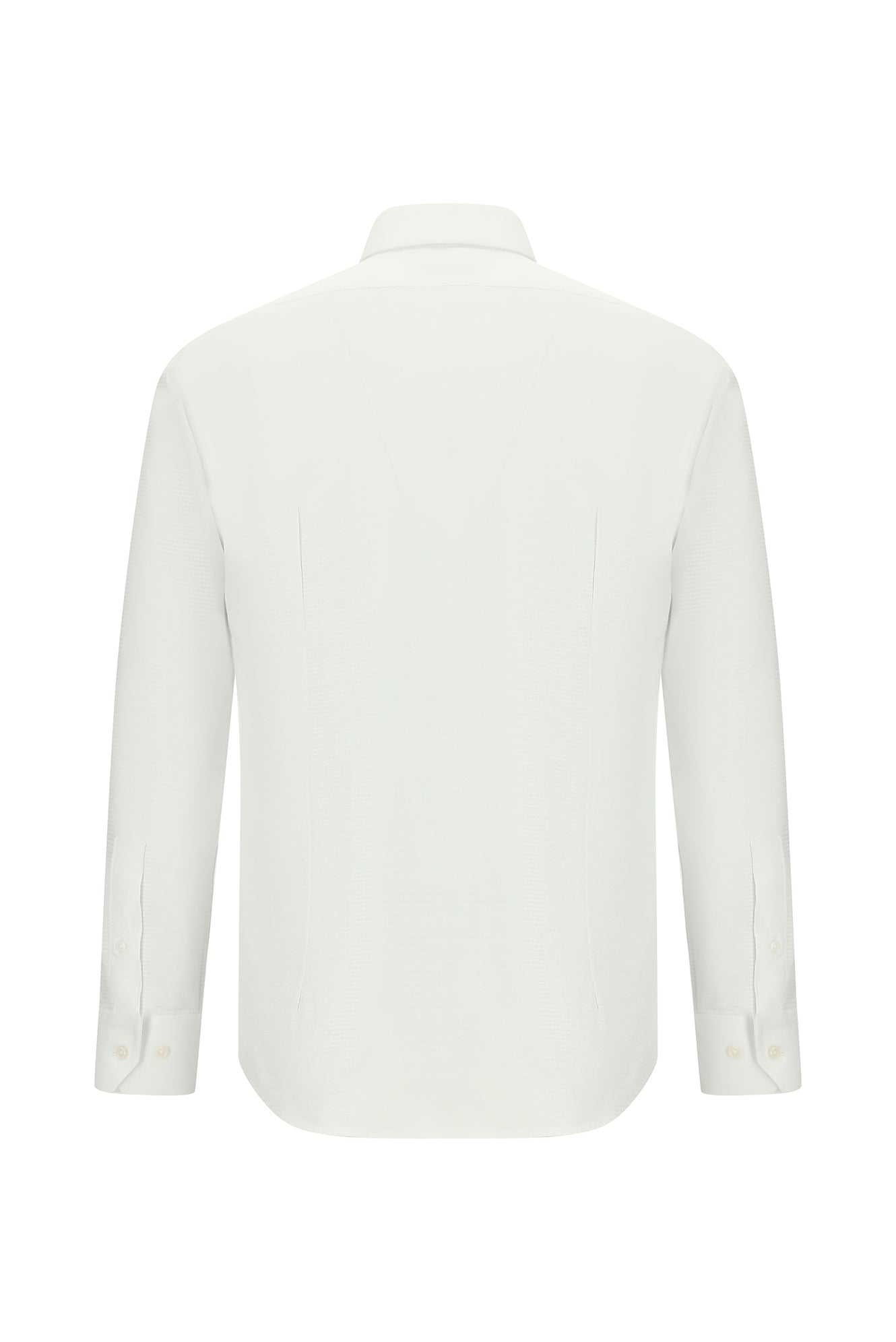 Beyaz Uzun Kol Slim Fit Dar Kesim Desenli Pamuk Gömlek