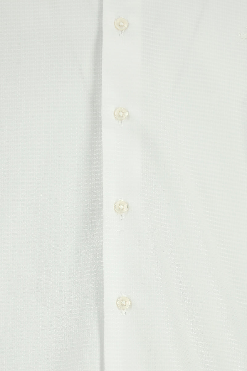Beyaz Uzun Kol Slim Fit Dar Kesim Desenli Pamuk Gömlek