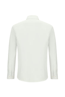 Beyaz Uzun Kol Slim Fit Dar Kesim Desenli Pamuk Gömlek