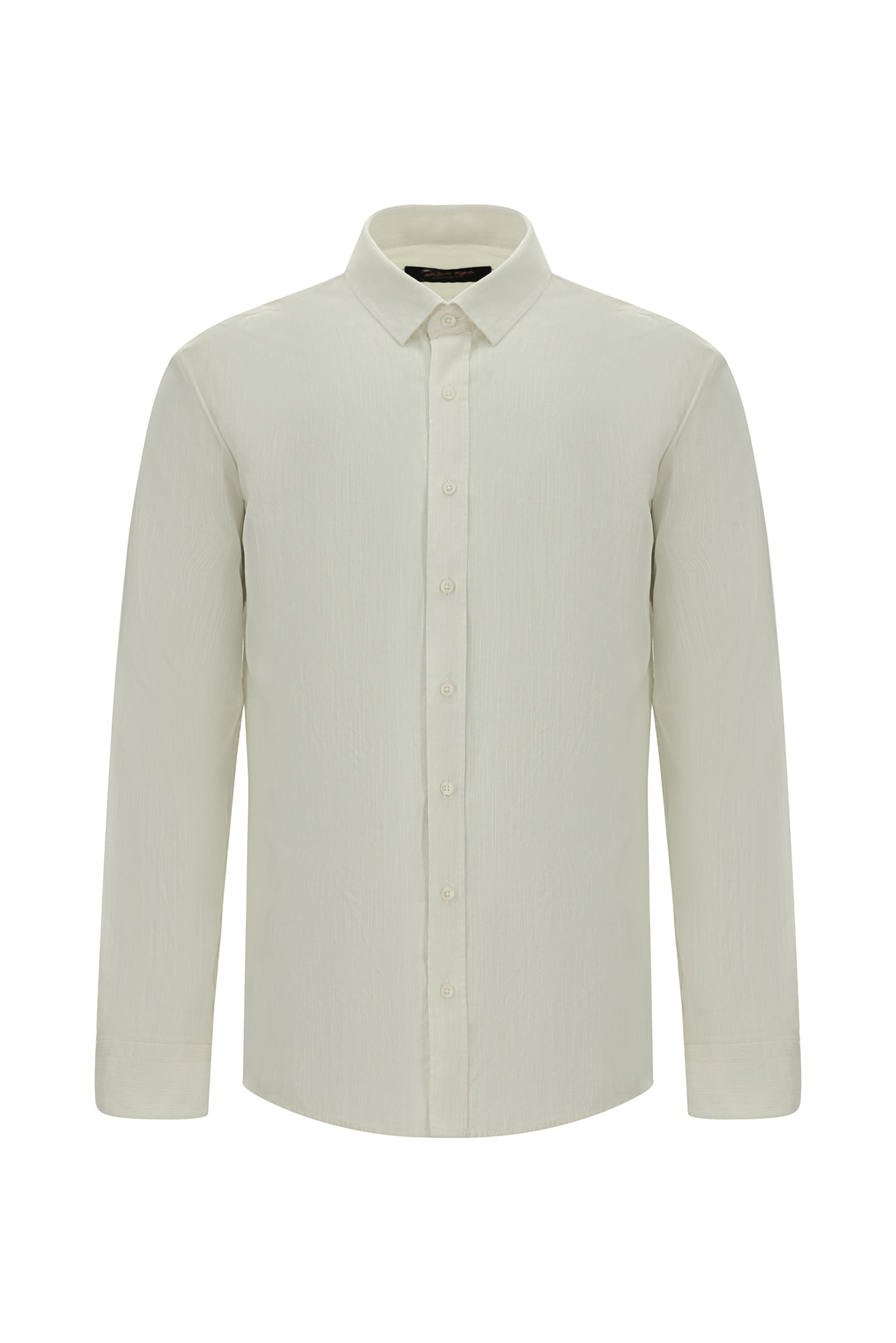Açık Bej Uzun Kol Slim Fit Dar Kesim Klasik Desenli Pamuk Gömlek