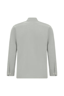 Açık Gri Uzun Kol Slim Fit Pamuk Desenli Gömlek