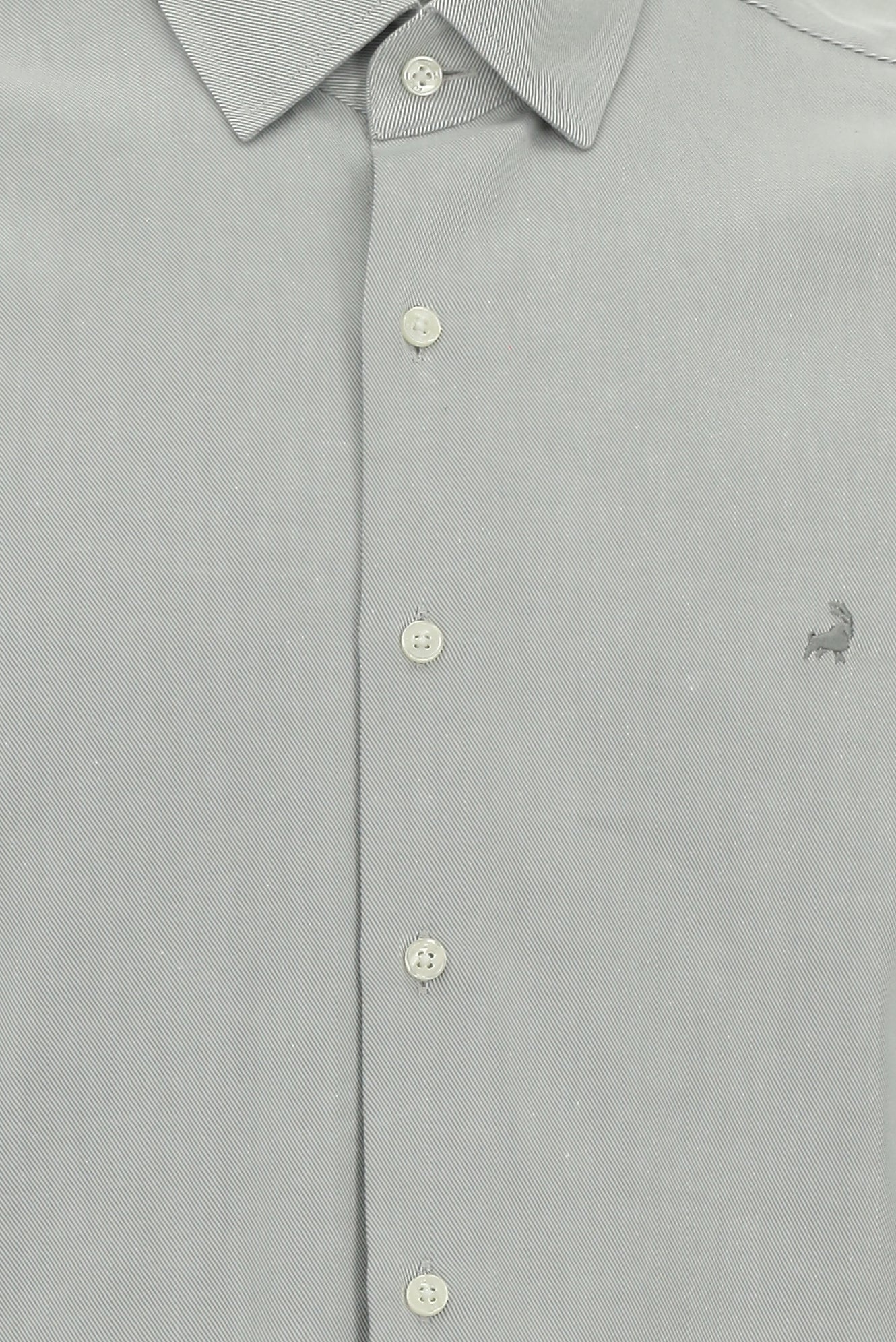 Açık Gri Uzun Kol Slim Fit Pamuk Desenli Gömlek