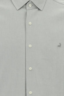 Açık Gri Uzun Kol Slim Fit Pamuk Desenli Gömlek