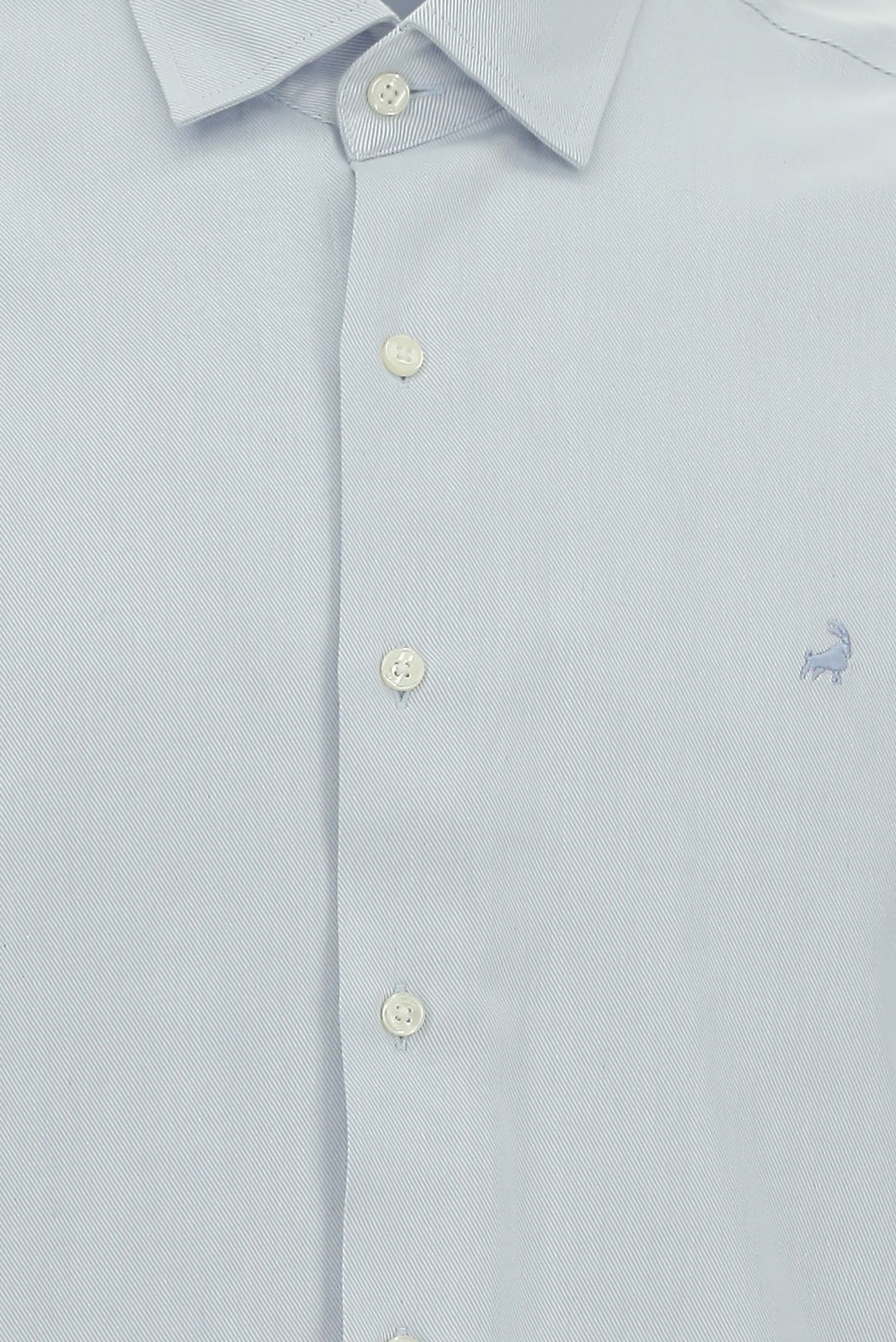Açık Mavi Uzun Kol Slim Fit Pamuk Desenli Gömlek