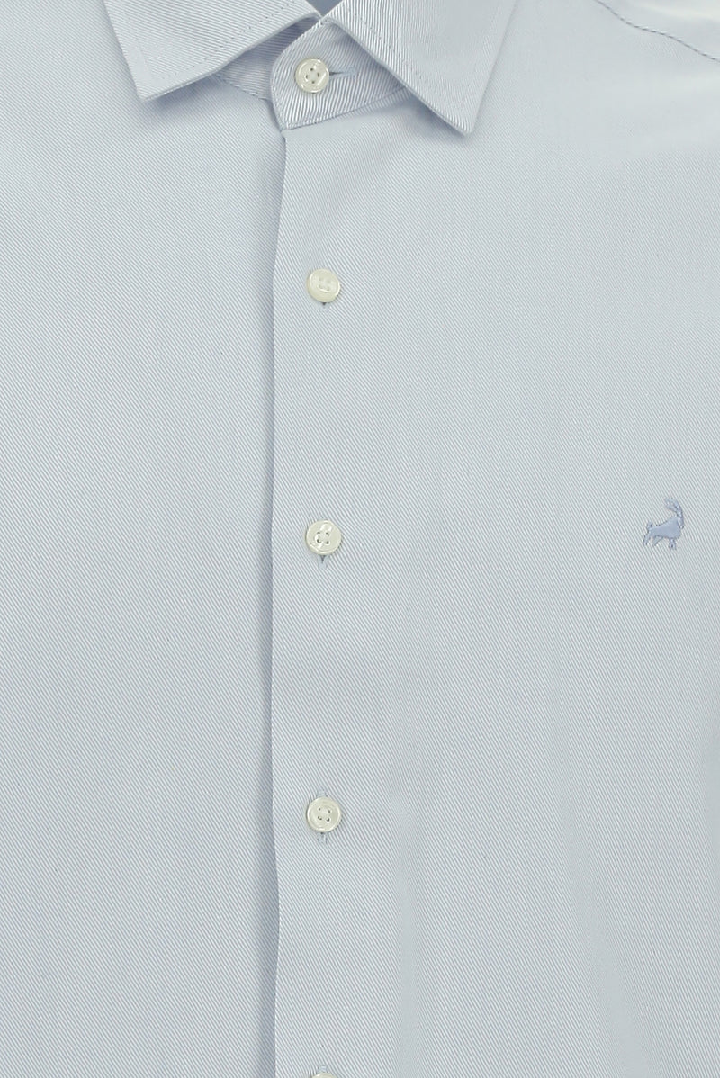 Açık Mavi Uzun Kol Slim Fit Pamuk Desenli Gömlek