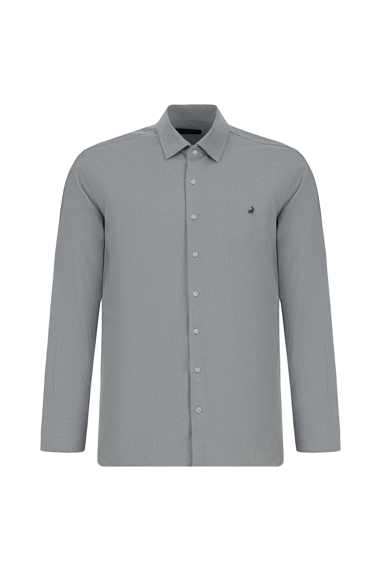 Mavi Uzun Kol Slim Fit Dar Kesim Pamuk Klasik Desenli Gömlek