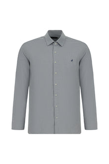 Mavi Uzun Kol Slim Fit Dar Kesim Pamuk Klasik Desenli Gömlek