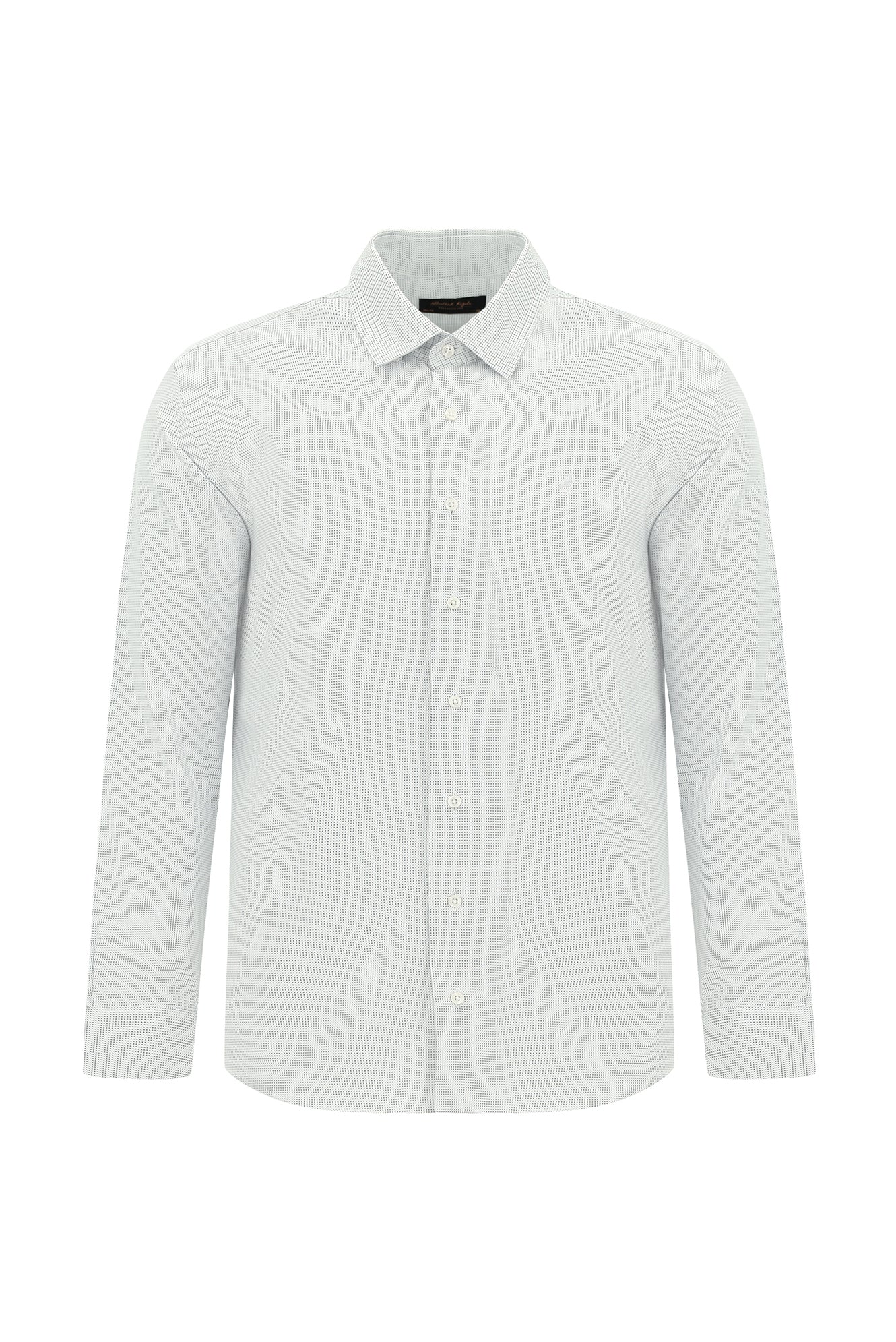 Koyu Lacivert Uzun Kol Slim Fit Dar Kesim Klasik Desenli Pamuk Gömlek