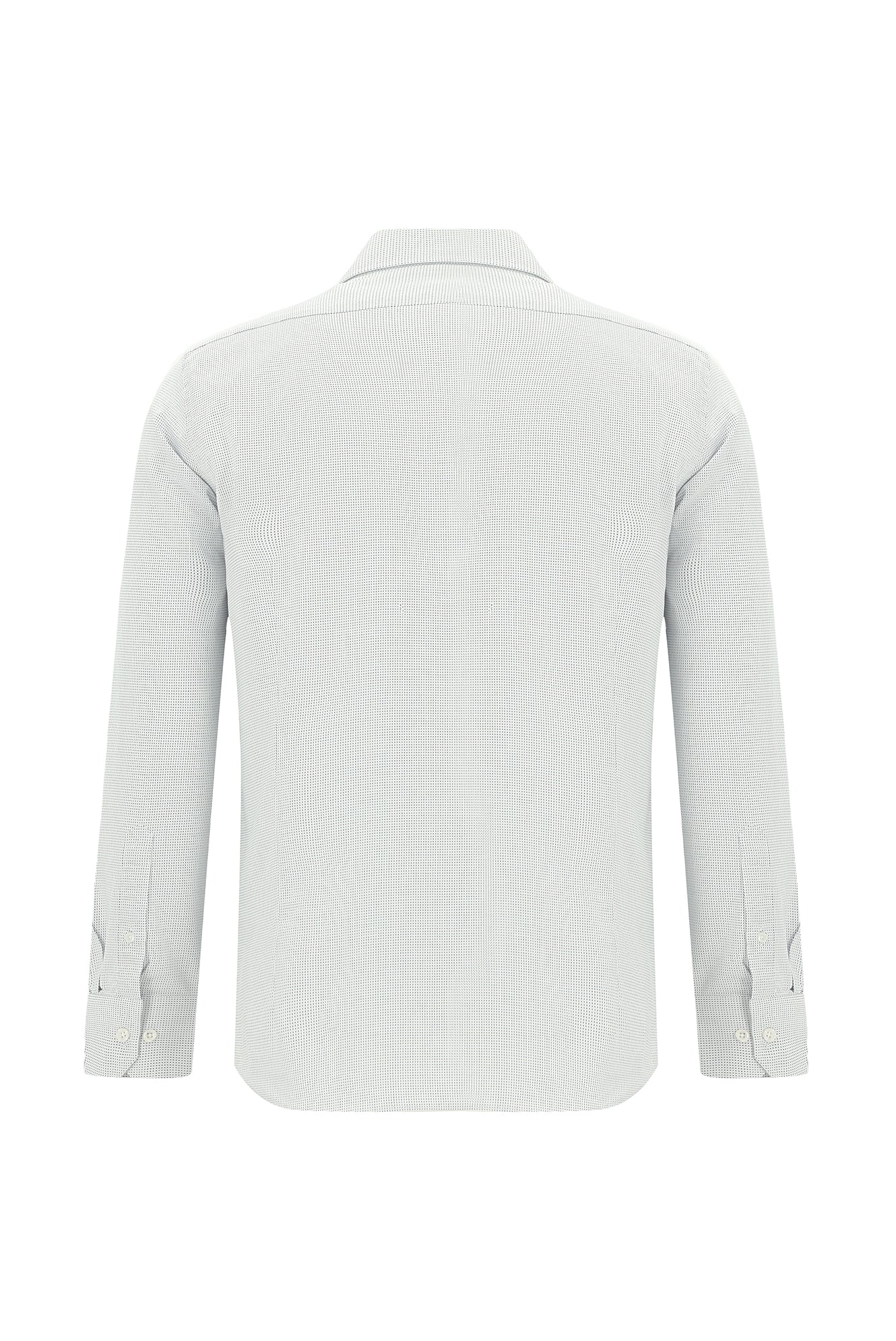 Koyu Lacivert Uzun Kol Slim Fit Dar Kesim Klasik Desenli Pamuk Gömlek