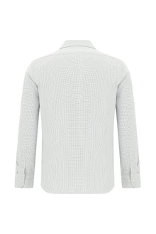 Koyu Lacivert Uzun Kol Slim Fit Dar Kesim Klasik Desenli Pamuk Gömlek