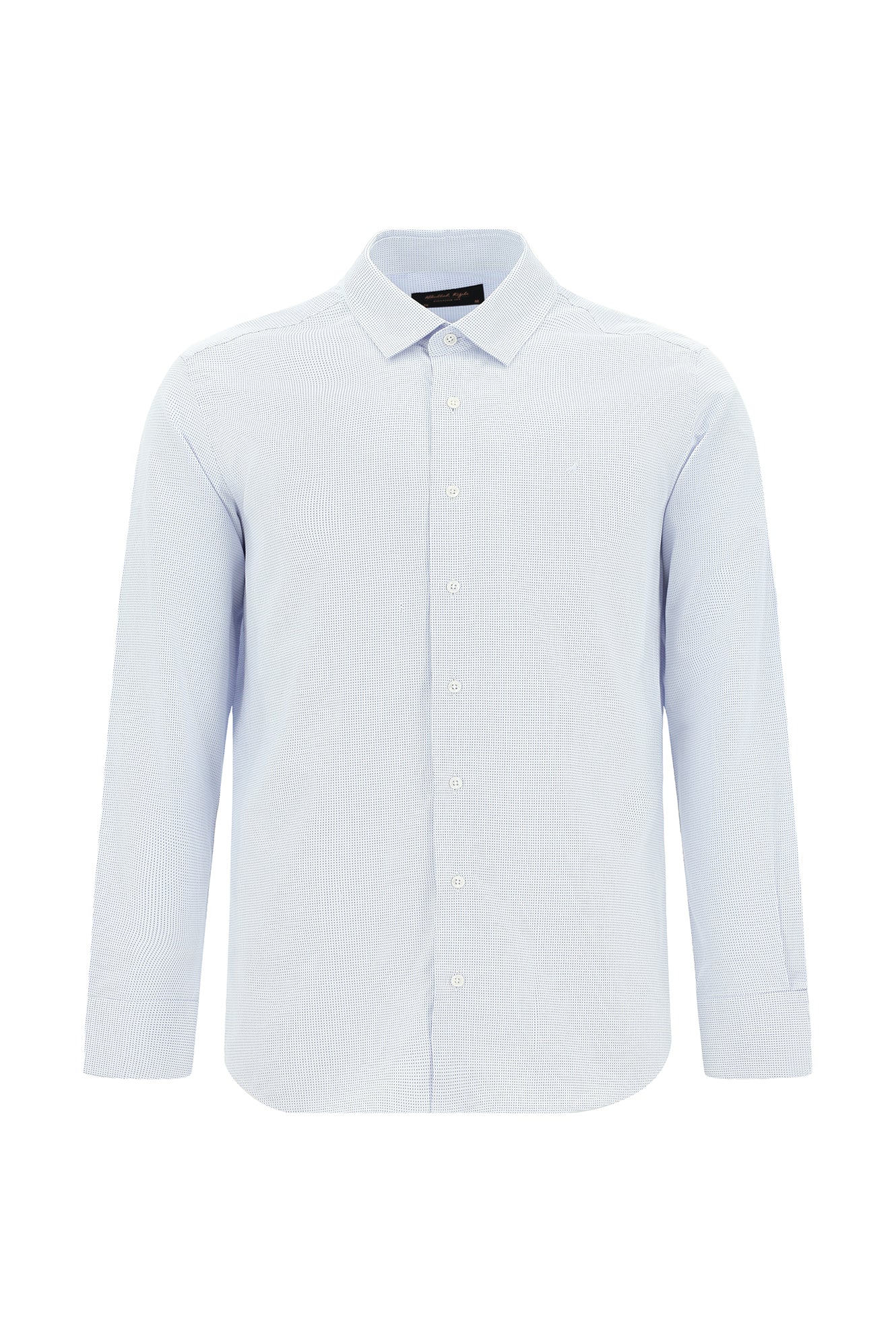 Koyu Mavi  Uzun Kol Slim Fit Dar Kesim Klasik Desenli Pamuk Gömlek