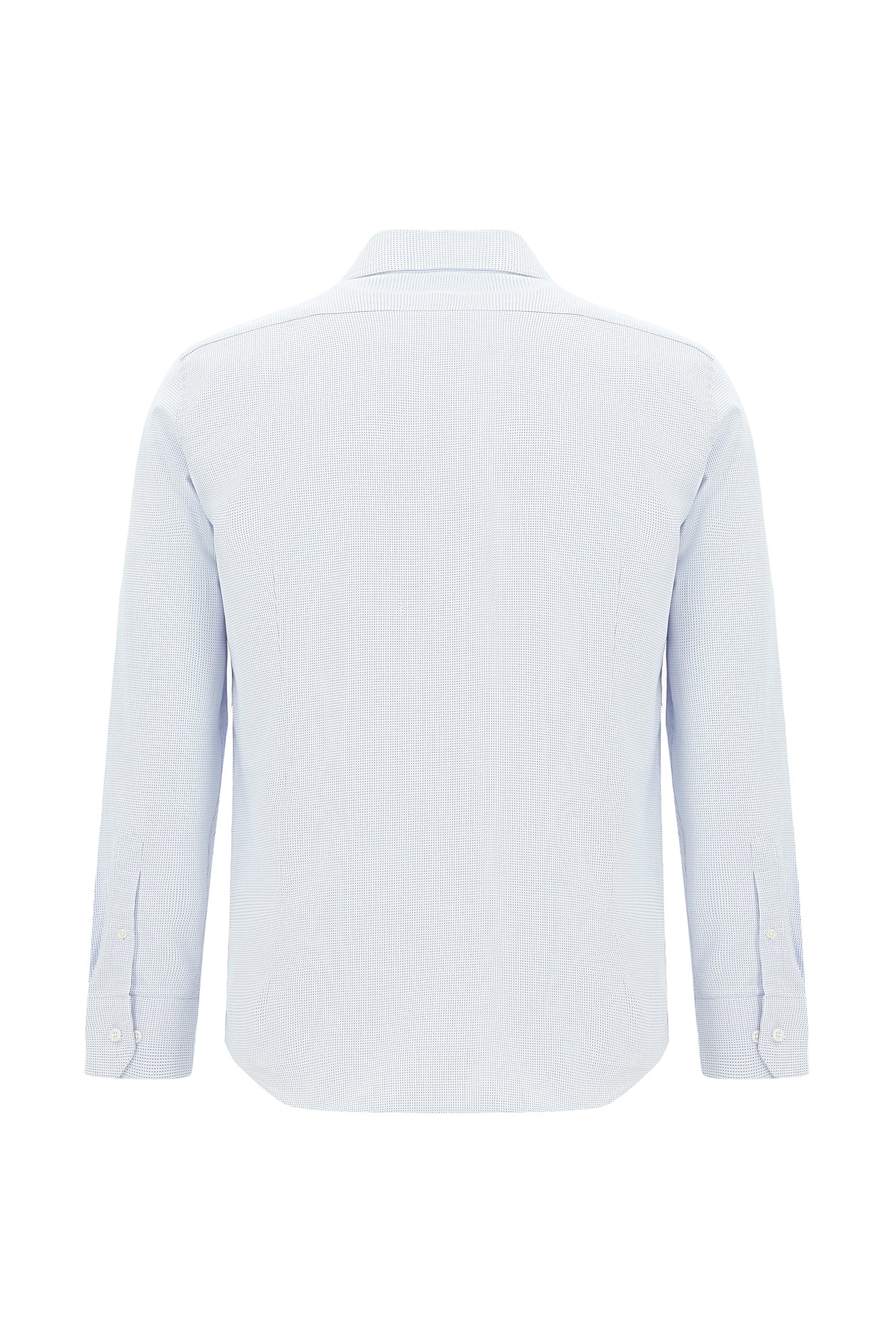 Koyu Mavi  Uzun Kol Slim Fit Dar Kesim Klasik Desenli Pamuk Gömlek