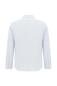 Koyu Mavi  Uzun Kol Slim Fit Dar Kesim Klasik Desenli Pamuk Gömlek