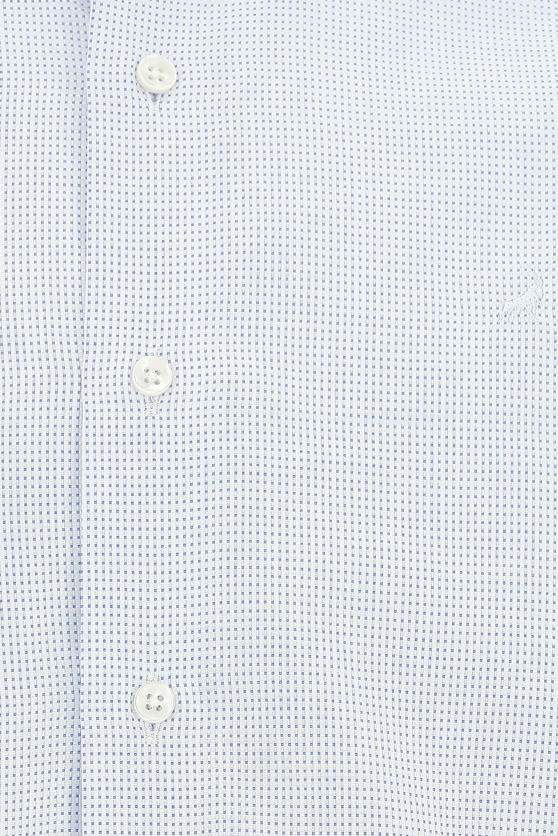Koyu Mavi  Uzun Kol Slim Fit Dar Kesim Klasik Desenli Pamuk Gömlek