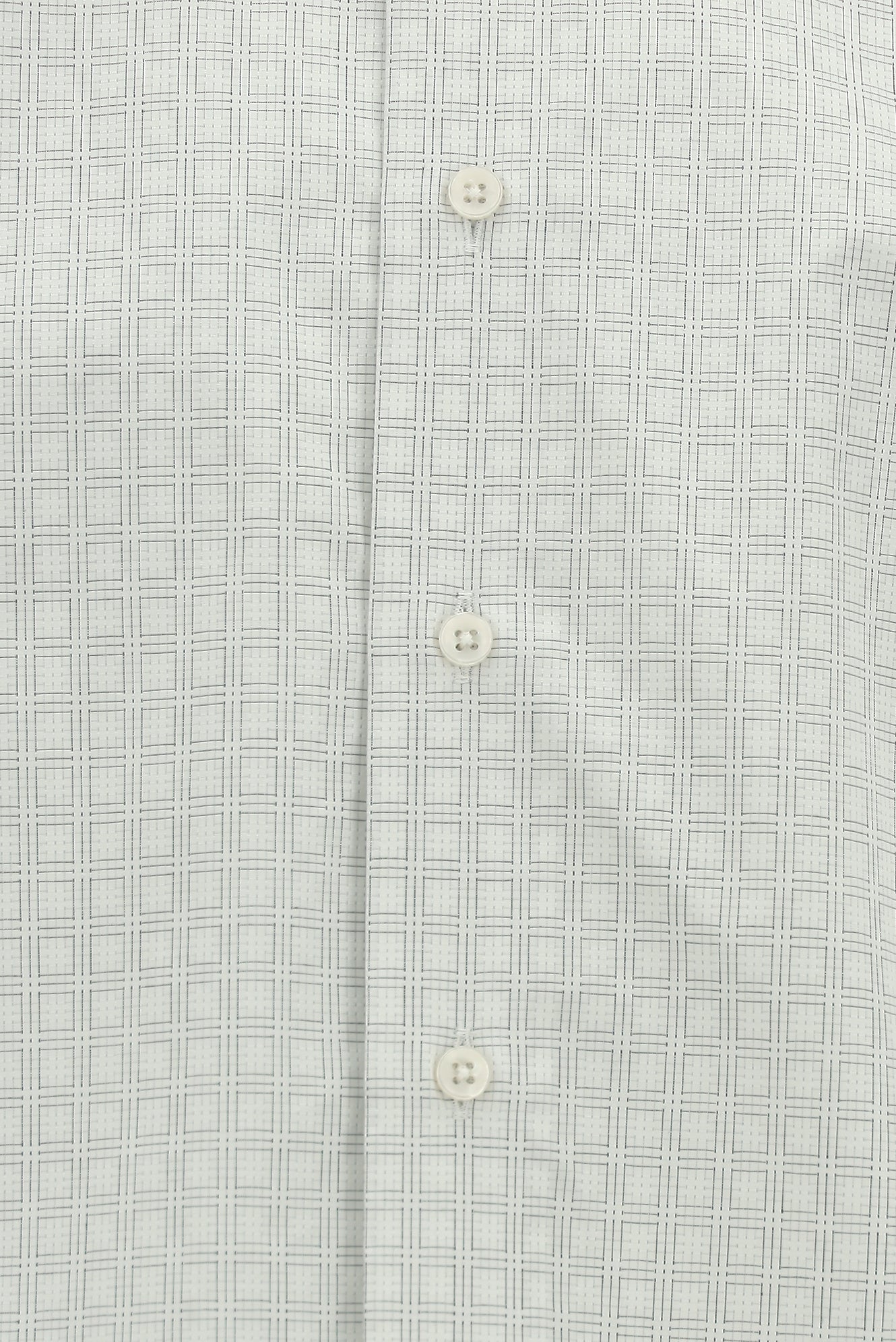 Açık Gri Uzun Kol Slim Fit Dar Kesim Desenli Pamuk Gömlek