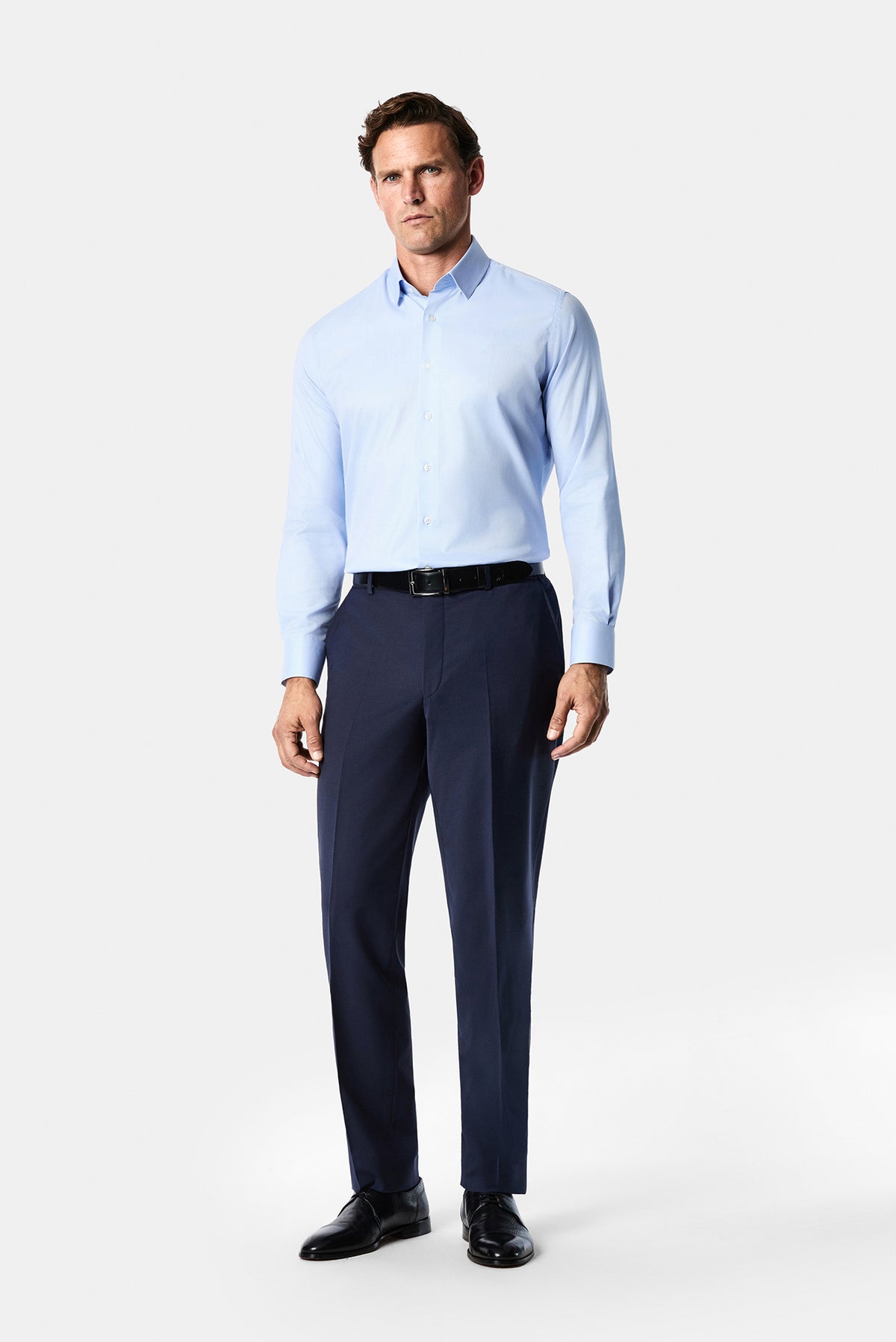 Açık Mavi Uzun Kol Slim Fit Dar Kesim Klasik Pamuk Gömlek