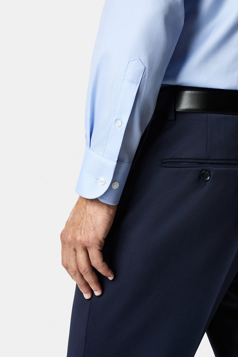 Açık Mavi Uzun Kol Slim Fit Dar Kesim Klasik Pamuk Gömlek