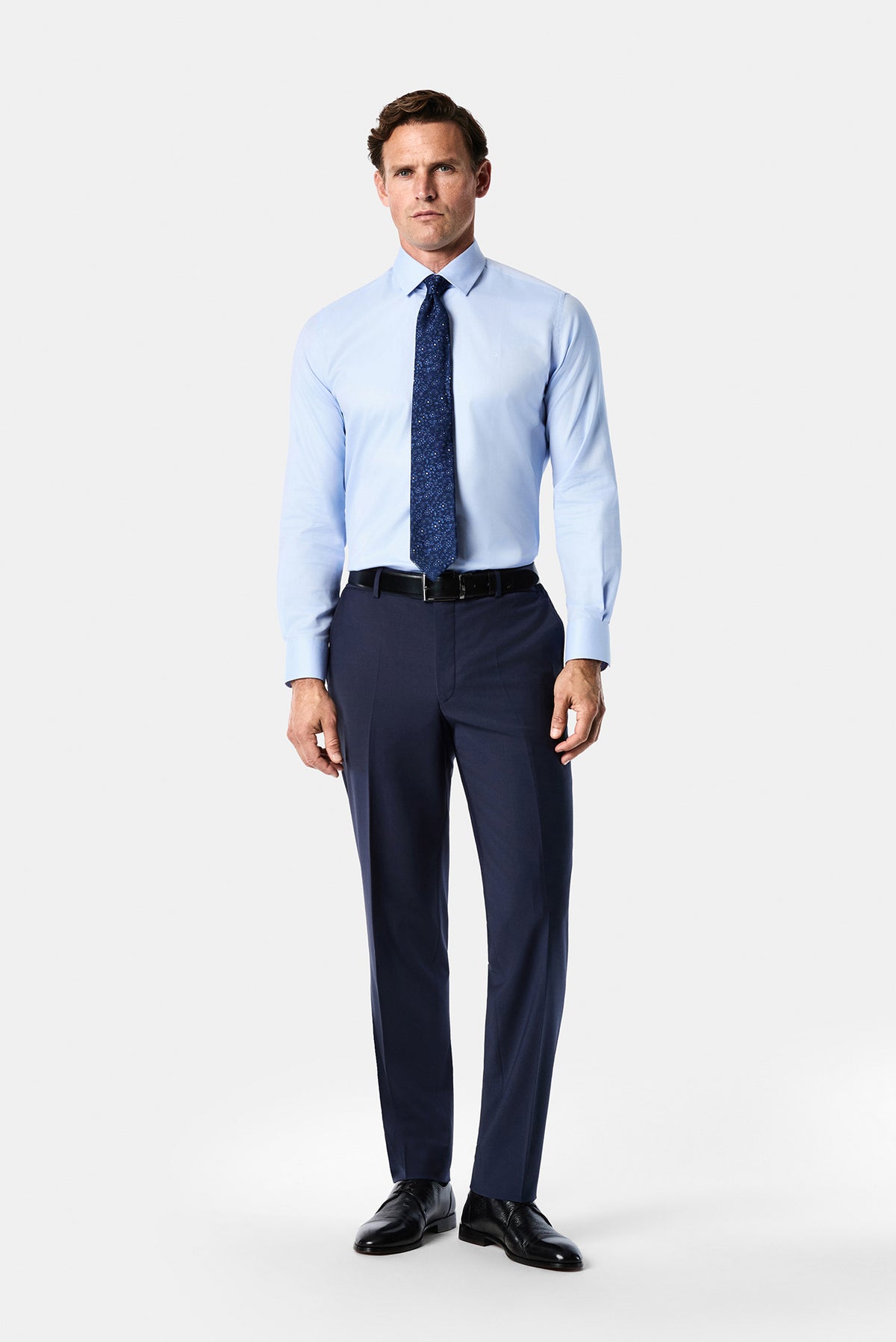 Açık Mavi Uzun Kol Slim Fit Dar Kesim Klasik Pamuk Gömlek