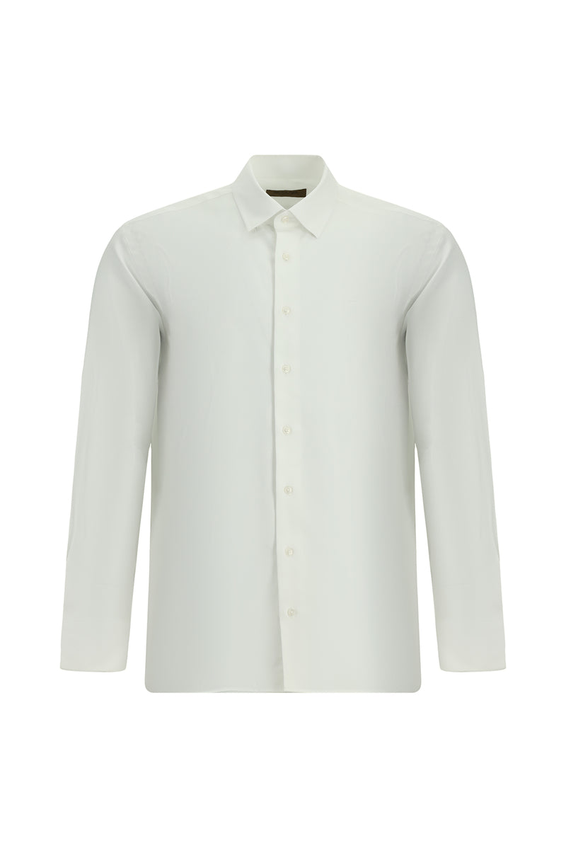 Beyaz Uzun Kol Slim Fit Dar Kesim Klasik Pamuk Gömlek