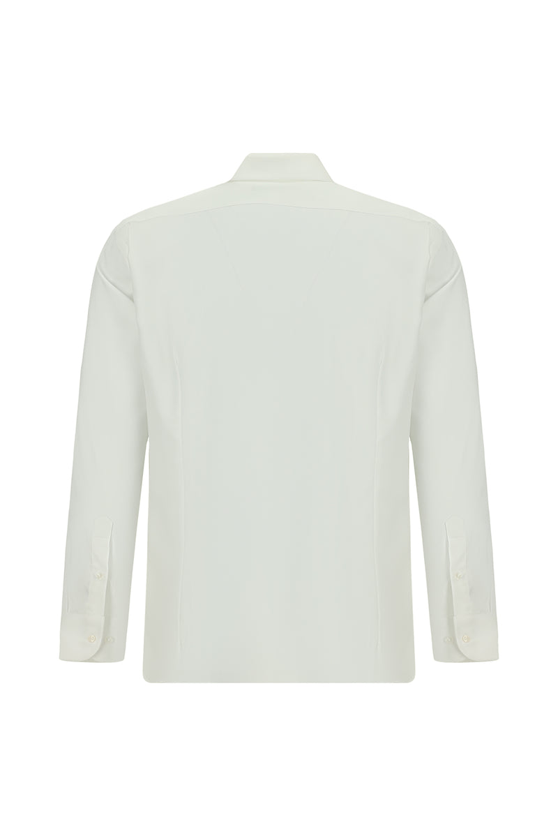 Beyaz Uzun Kol Slim Fit Dar Kesim Klasik Pamuk Gömlek