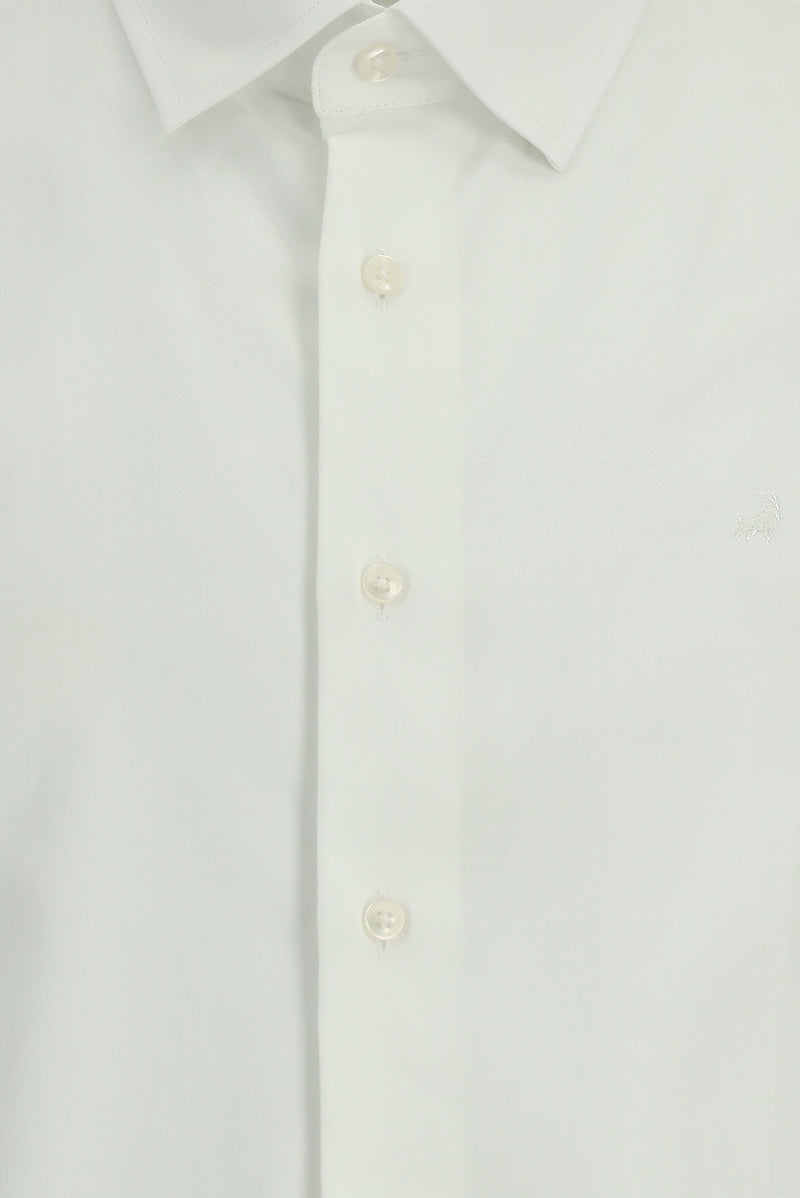 Beyaz Uzun Kol Slim Fit Dar Kesim Klasik Pamuk Gömlek