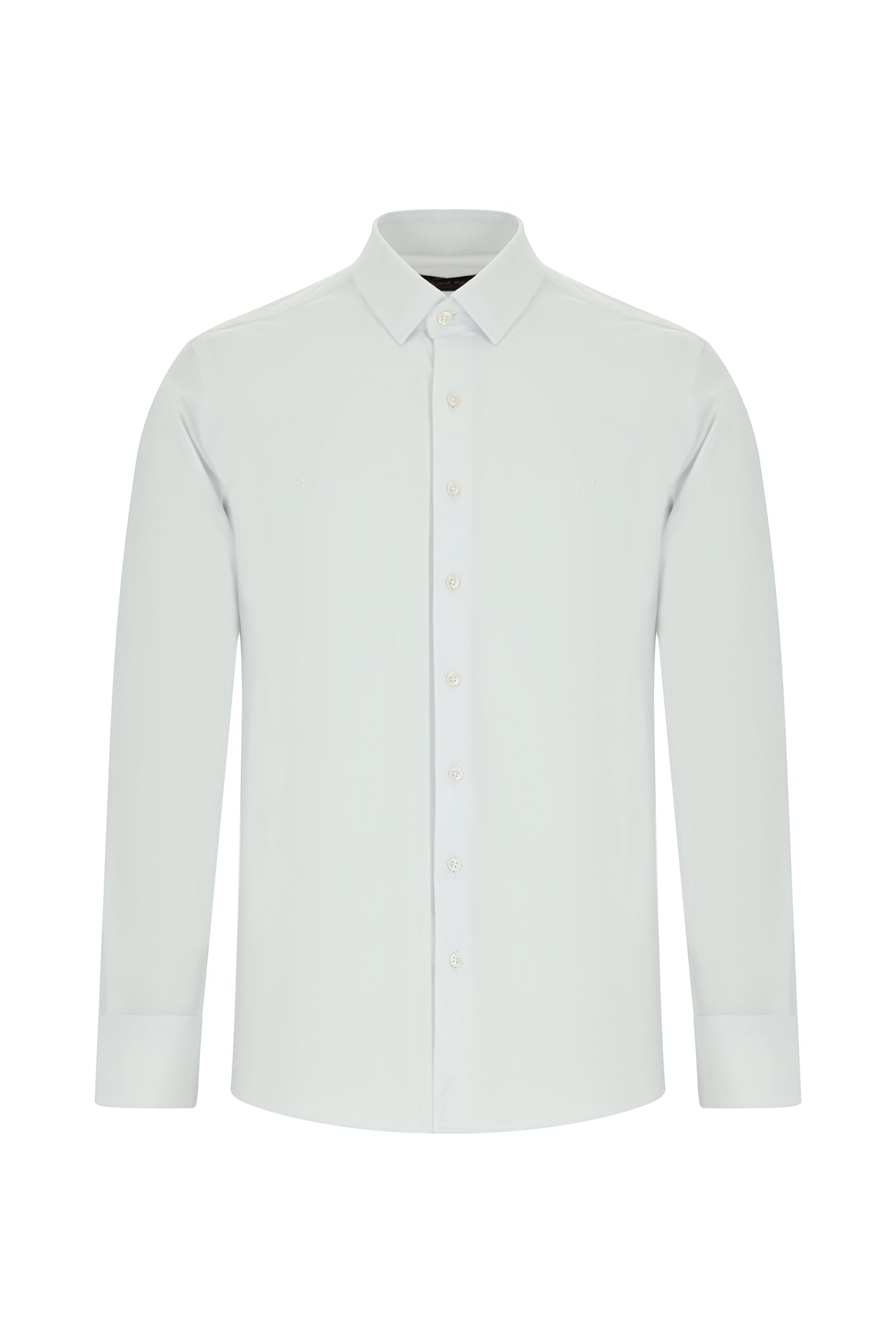Beyaz Uzun Kol Slim Fit Dar Kesim Klasik Desenli Pamuklu Gömlek
