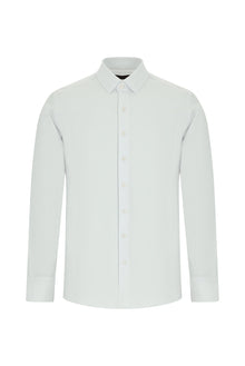 Beyaz Uzun Kol Slim Fit Dar Kesim Klasik Desenli Pamuklu Gömlek