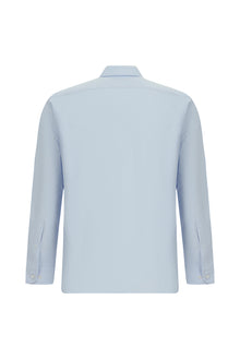 Açık Mavi Uzun Kol Klasik Cepli Pamuk Gömlek