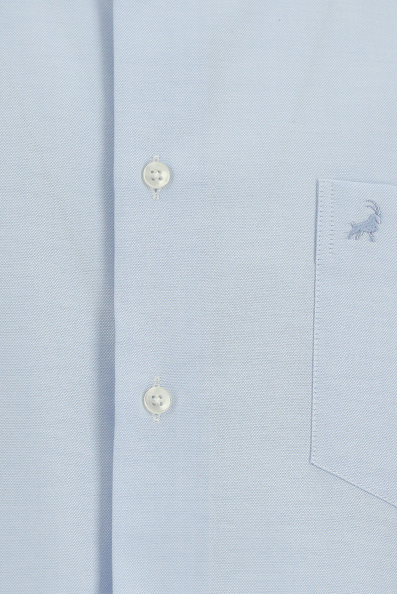 Açık Mavi Uzun Kol Klasik Cepli Pamuk Gömlek