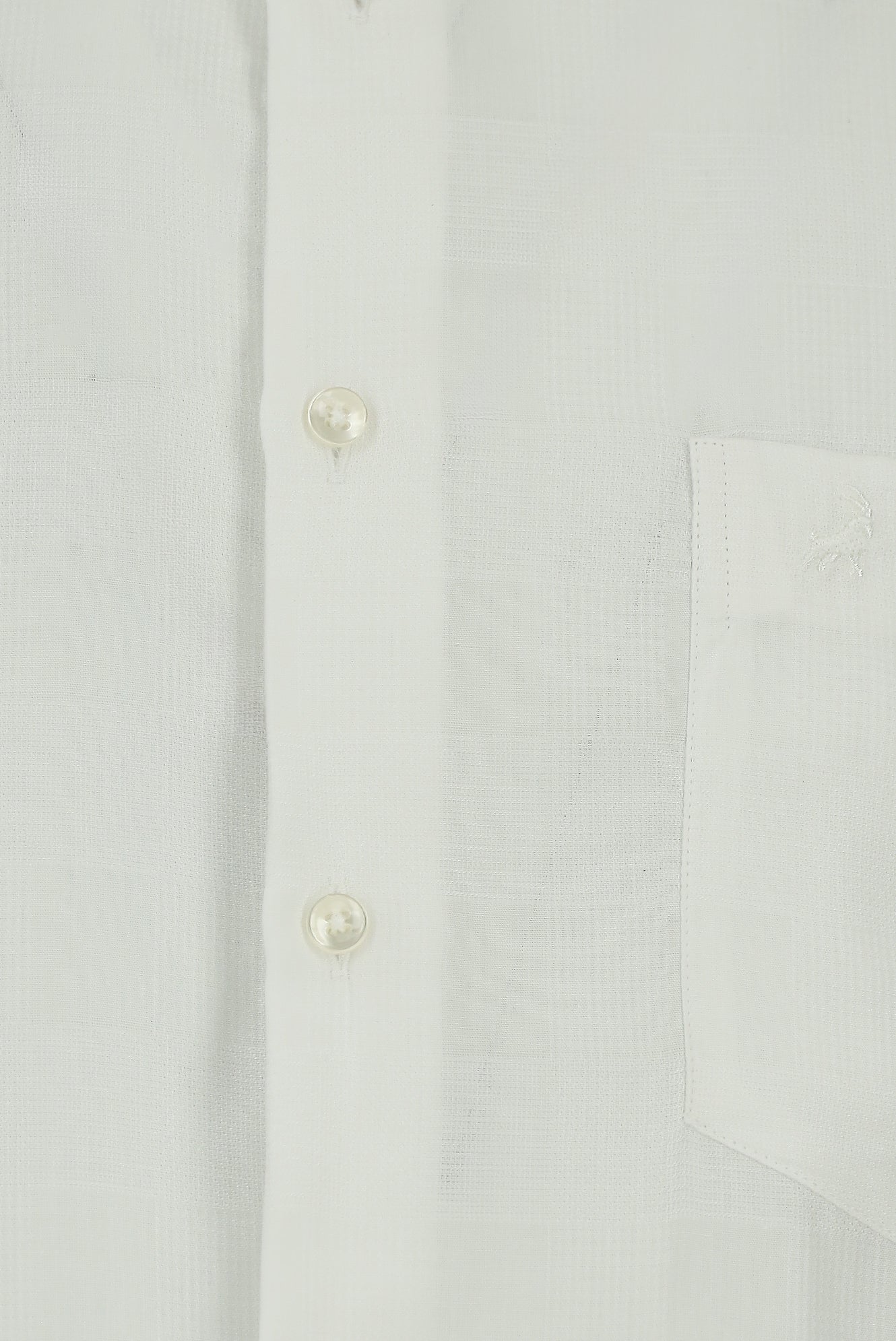 Beyaz Uzun Kol Klasik Cepli Desenli Lyocell Gömlek