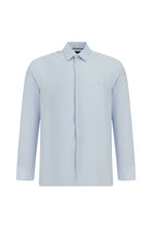 Açık Mavi Uzun Kol Regular Fit Desenli Lyocell Gömlek