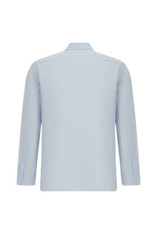 Açık Mavi Uzun Kol Regular Fit Desenli Lyocell Gömlek