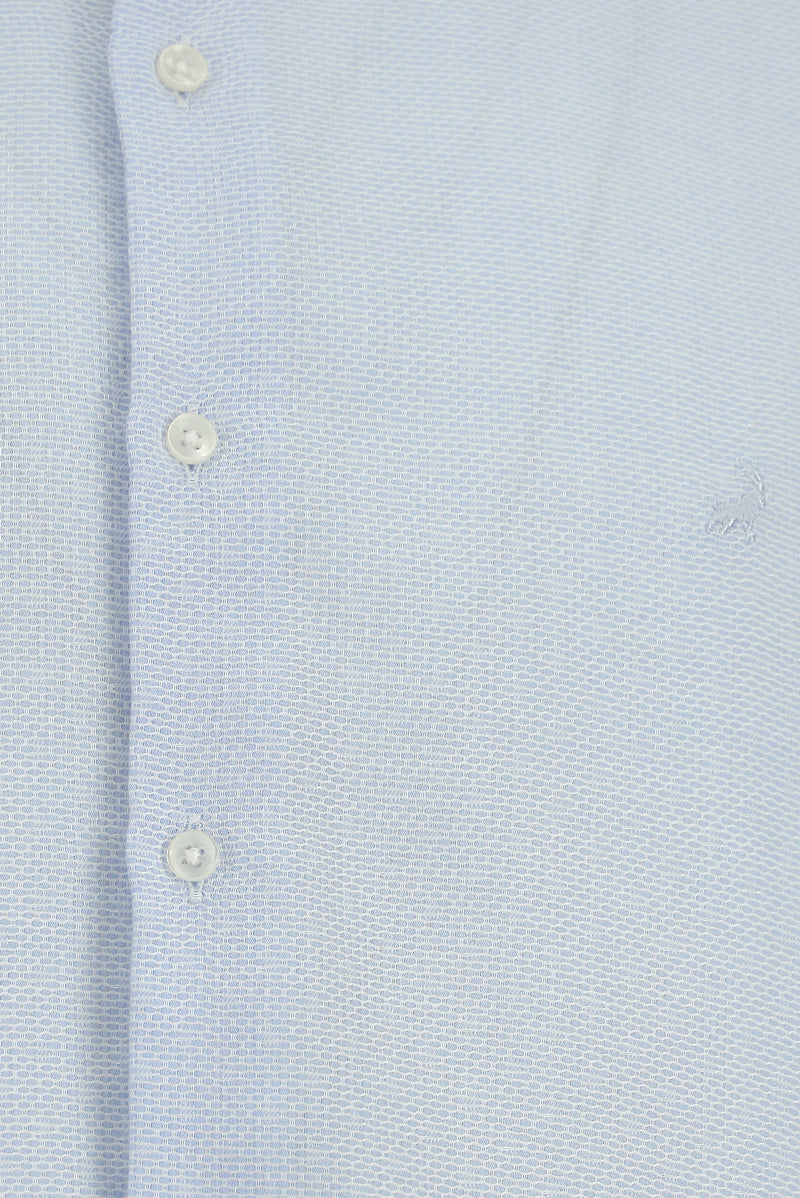 Açık Mavi Uzun Kol Regular Fit Desenli Lyocell Gömlek