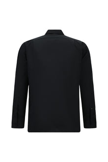 Siyah Uzun Kol Klasik Cepli Non Iron Saten Pamuk Gömlek