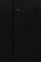 Siyah Uzun Kol Klasik Cepli Non Iron Saten Pamuk Gömlek