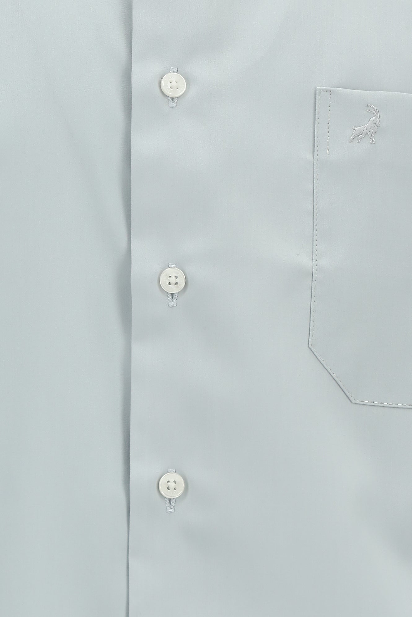 Orta Gri Uzun Kol Klasik Cepli Non Iron Saten Pamuk Gömlek