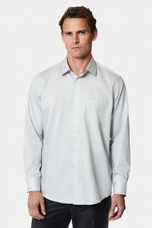 Orta Gri Uzun Kol Klasik Cepli Non Iron Saten Pamuk Gömlek