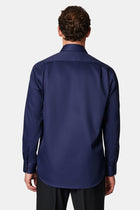 Koyu Lacivert Uzun Kol Non Iron Saten Klasik Pamuk Gömlek