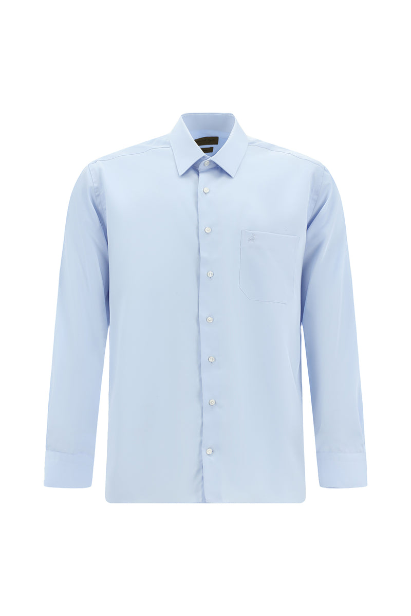Uçuk Mavi Uzun Kol Non Iron Saten Klasik Pamuk Gömlek